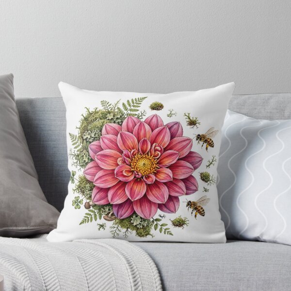 Item preview, Dahlia Bee Mossy Flower Sticker designed and sold by RareBotanical .