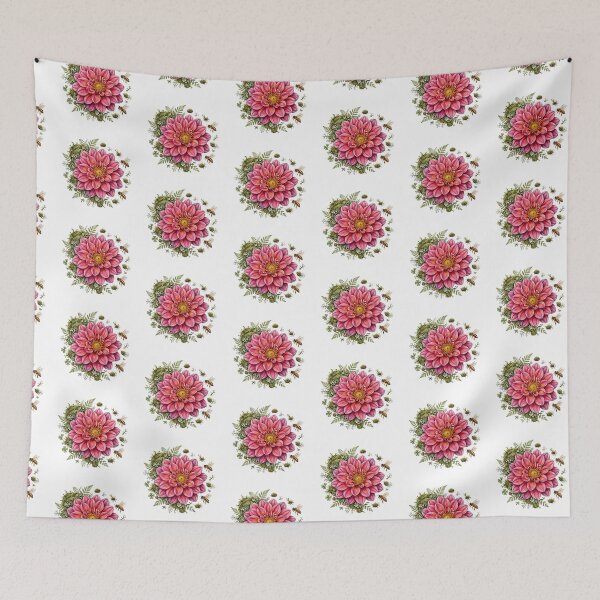 Item preview, Dahlia Bee Mossy Flower Sticker designed and sold by FineLineBotanical .
