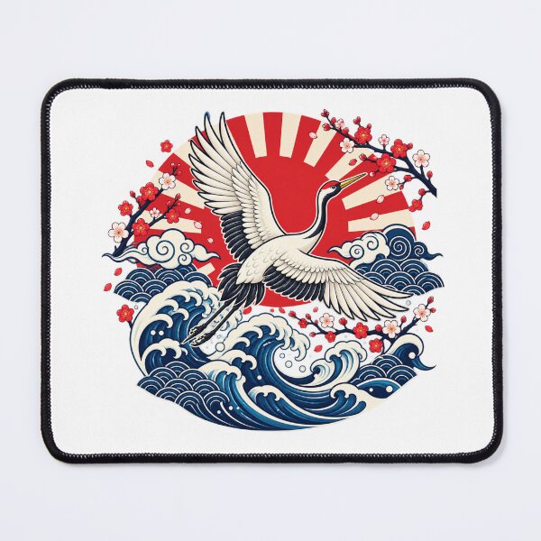 Item preview, Japanese Crane Great Wave & Cherry Blossoms | Japanese Ukiyo E Art designed and sold by MrDev.