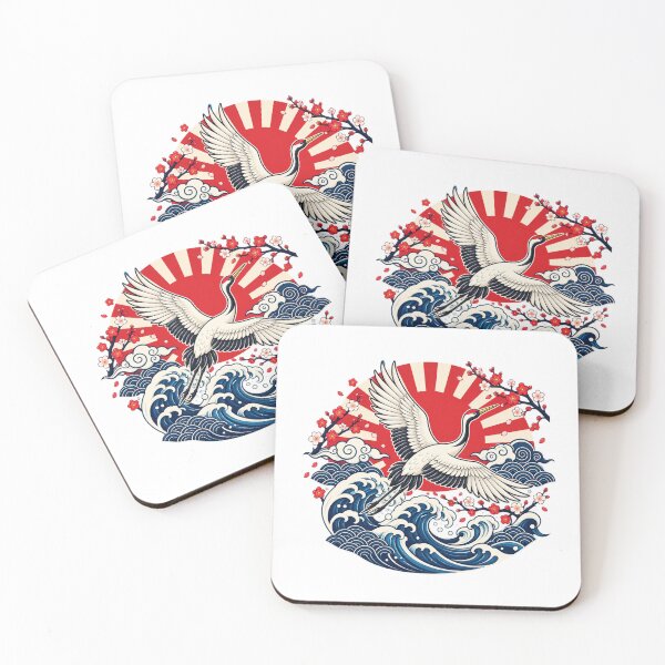 Item preview, Japanese Crane Great Wave & Cherry Blossoms | Japanese Ukiyo E Art designed and sold by MrDev.