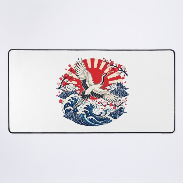 Item preview, Japanese Crane Great Wave & Cherry Blossoms | Japanese Ukiyo E Art designed and sold by MrDev.