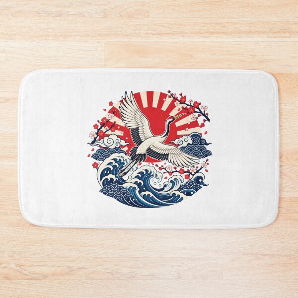 Item preview, Japanese Crane Great Wave & Cherry Blossoms | Japanese Ukiyo E Art designed and sold by MrDev.