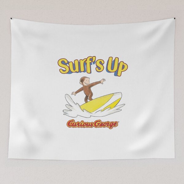 Item preview, Surfing Monkey Surf's Up Yellow Surfboard Beach Summer Artwork designed and sold by VelourEmber.