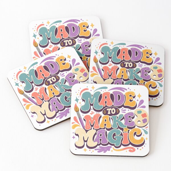 Item preview, Made to Make Magic Colorful Retro Artist Creativity Quote Art Design designed and sold by inkoutninja.