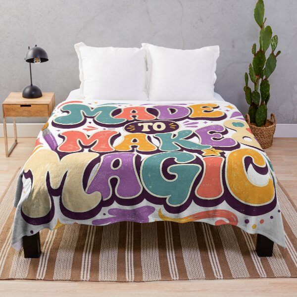 Item preview, Made to Make Magic Colorful Retro Artist Creativity Quote Art Design designed and sold by inkoutninja.