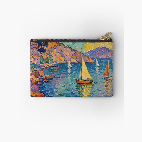 Item preview, Colorful Sailboats on Mediterranean Bay Impasto Seascape designed and sold by GutyzDesignsES.