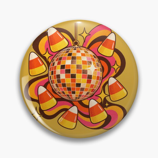 Item preview, Retro 1970s Candy Corn Disco Ball Art – Groovy Vintage Halloween Print designed and sold by MagicMakerPh.