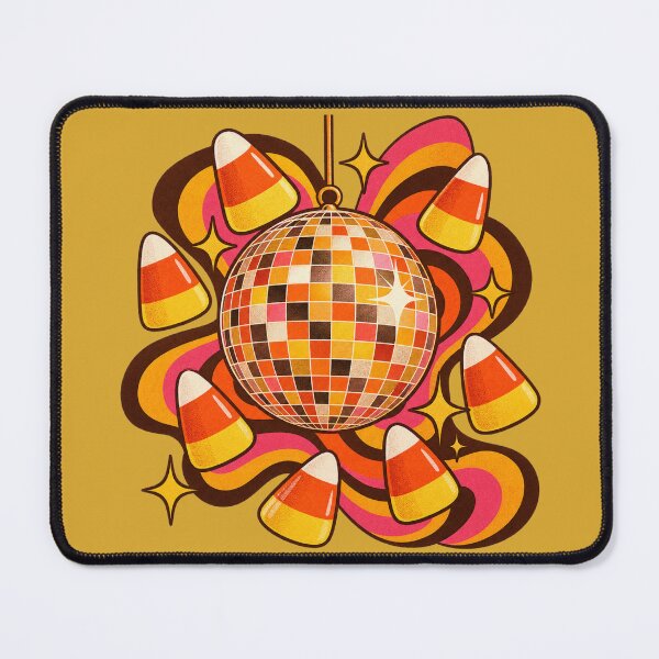 Item preview, Retro 1970s Candy Corn Disco Ball Art – Groovy Vintage Halloween Print designed and sold by MagicMakerPh.