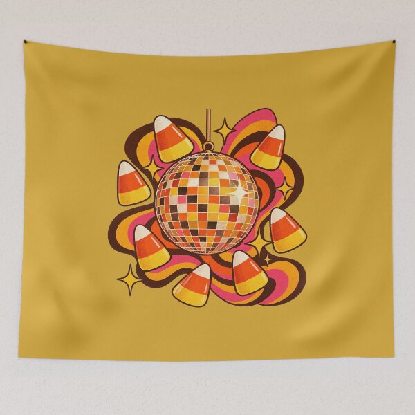 Item preview, Retro 1970s Candy Corn Disco Ball Art – Groovy Vintage Halloween Print designed and sold by MagicMakerPh.