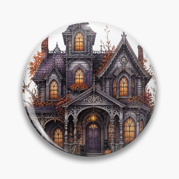 Item preview, Spooky Halloween Haunted Mansion with Black Cats designed and sold by takeng07.