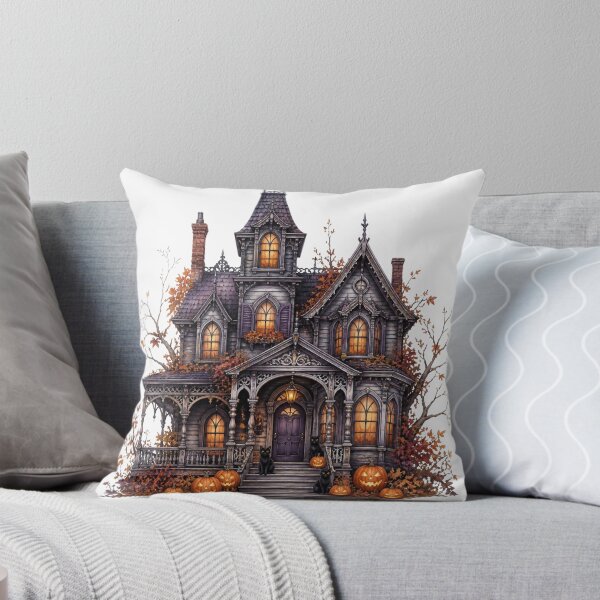 Item preview, Spooky Halloween Haunted Mansion with Black Cats designed and sold by takeng07.