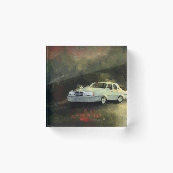 Item preview, Vintage White Sedan in Autumn Light designed and sold by ThayerWhitcbe.