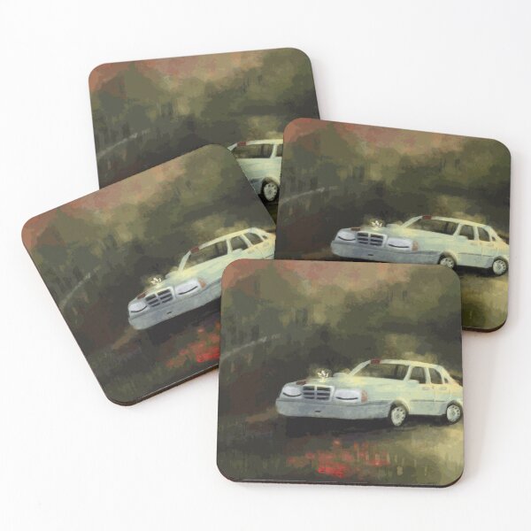 Item preview, Vintage White Sedan in Autumn Light designed and sold by ThayerWhitcbe.