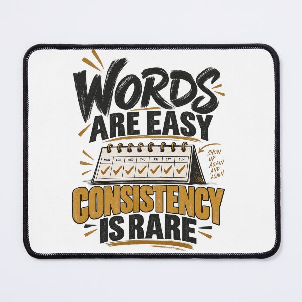 Item preview, Words Are Easy, Consistency Is Rare – Motivational Quote designed and sold by NatchSoftCreations.