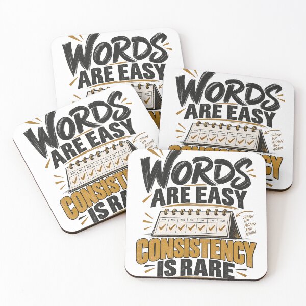 Item preview, Words Are Easy, Consistency Is Rare – Motivational Quote designed and sold by NatchSoftCreations.