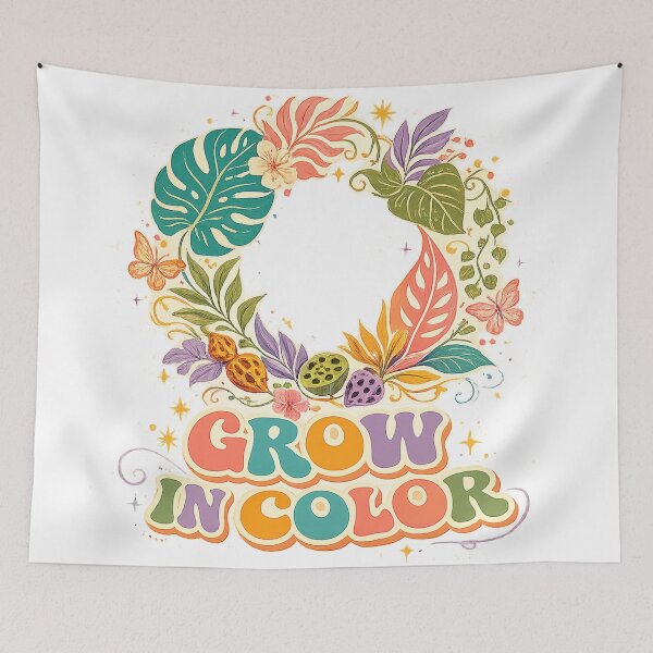 Item preview, Grow in Color Tropical Botanical Self Growth Floral Retro Art Design designed and sold by inkoutninja.