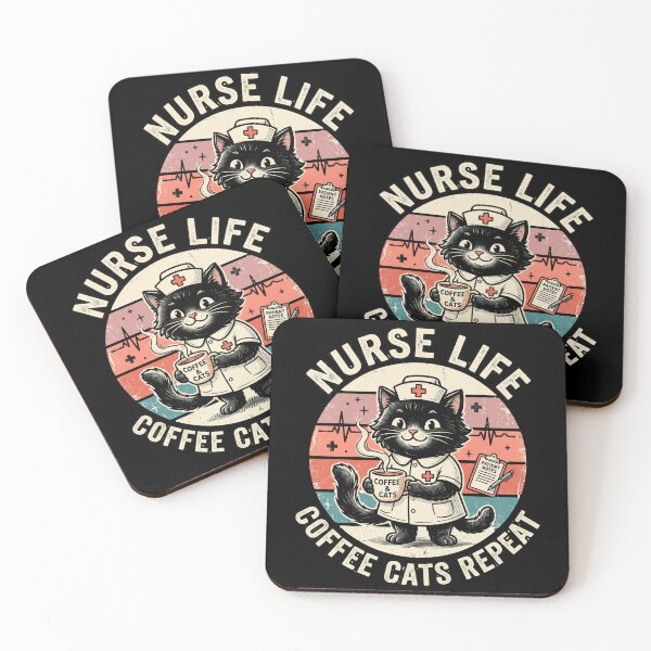 Item preview,  Nurse Life Coffee Cats Repeat – Funny Nurse Cat Design designed and sold by TeeStyle.mr.