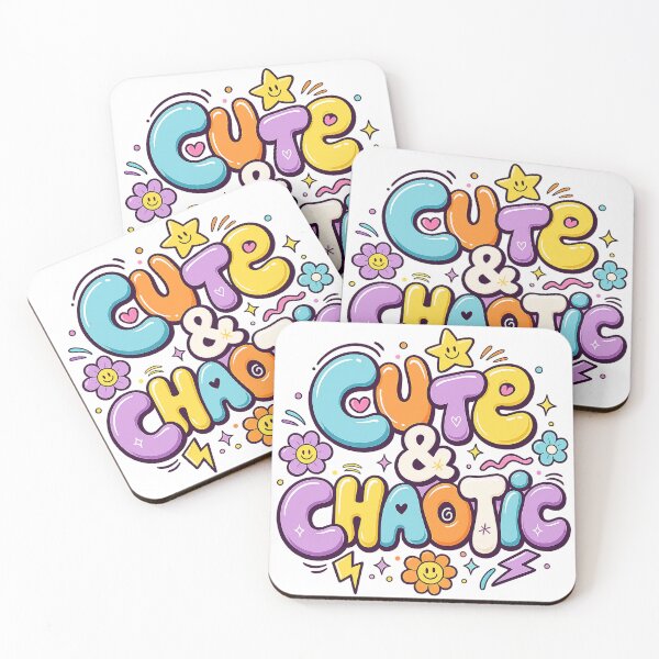 Item preview, Cute and Chaotic Kawaii Colorful Bubble Letter Retro Smiley Art Design designed and sold by inkoutninja.