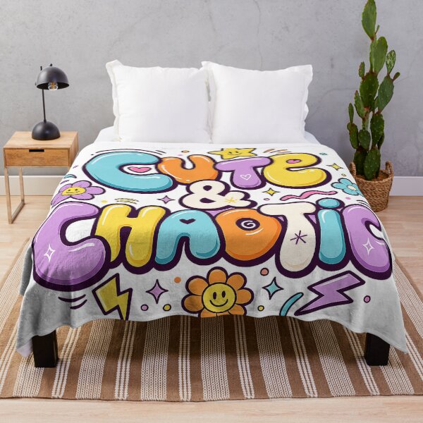Item preview, Cute and Chaotic Kawaii Colorful Bubble Letter Retro Smiley Art Design designed and sold by inkoutninja.