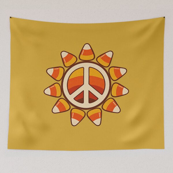 Item preview, Retro 1970s Candy Corn Peace Sign Art – Groovy Vintage Halloween Print designed and sold by MagicMakerPh.