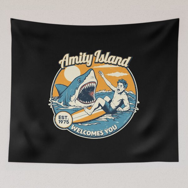 Item preview, Amity Island Welcomes You Retro Shark Design designed and sold by Arelyurray.