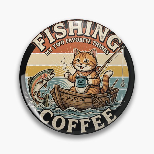 Item preview,  Fishing Cat Coffee – My Two Favorite Things Vintage Design designed and sold by TeeStyle.mr.