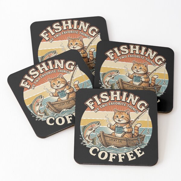 Item preview,  Fishing Cat Coffee – My Two Favorite Things Vintage Design designed and sold by TeeStyle.mr.