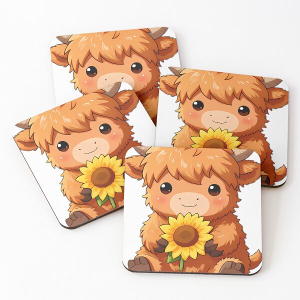 Item preview, Cute Baby Highland Cow Hugging Autumn Sunflower designed and sold by pumsquare.