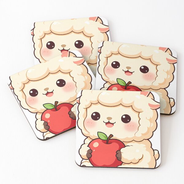 Item preview, Cute Baby Alpaca Hugging Ripe Red Apple designed and sold by pumsquare.