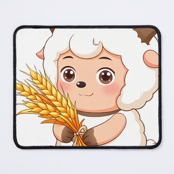 Item preview, Cute Fluffy Baby Lamb with Golden Wheat Sheaf designed and sold by pumsquare.
