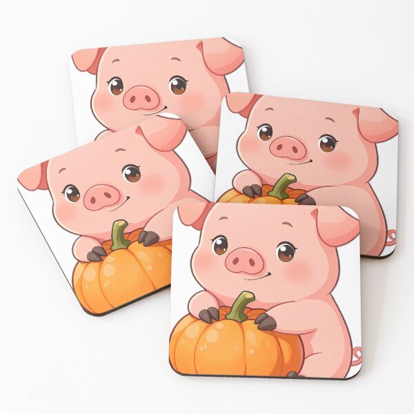 Item preview, Cute Chubby Piglet Hugging Autumn Pumpkin designed and sold by pumsquare.