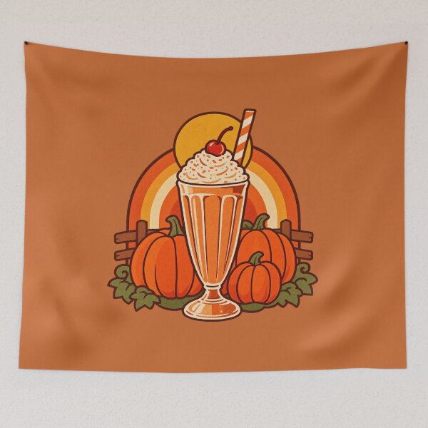 Item preview, Retro 1970s Pumpkin Patch Milkshake Art – Groovy Vintage Halloween Print designed and sold by MagicMakerPh.