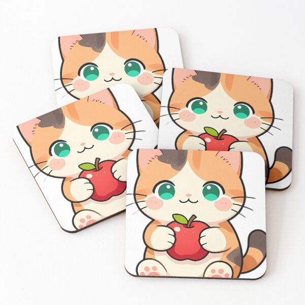 Item preview, Cute Calico Barn Kitten Hugging Red Apple designed and sold by pumsquare.