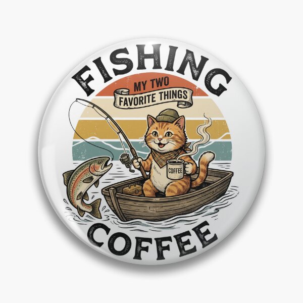 Item preview,  Fishing Cat Coffee – My Two Favorite Things Vintage Design designed and sold by TeeStyle.mr.