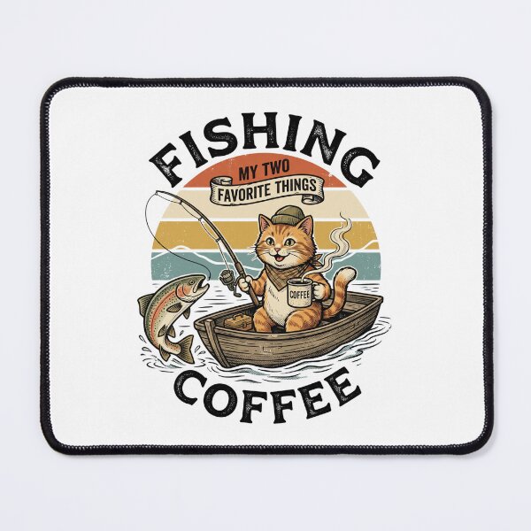 Item preview, Fishing Cat Coffee – My Two Favorite Things Vintage Design designed and sold by TeeStyle.mr.