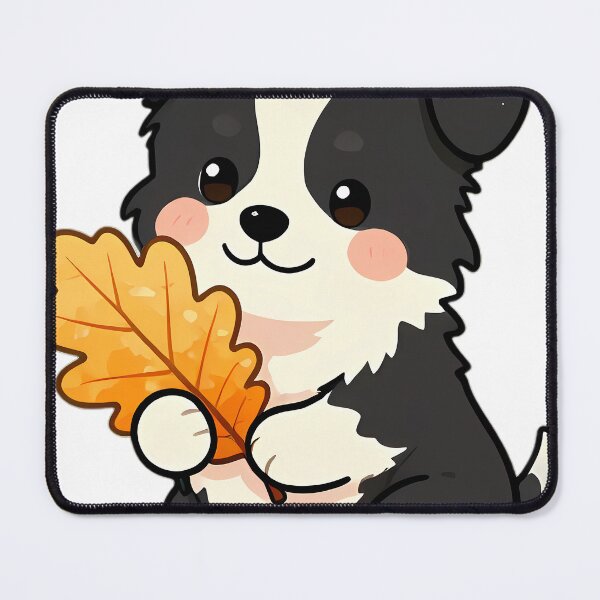 Item preview, Cute Border Collie Puppy with Golden Oak Leaf designed and sold by pumsquare.