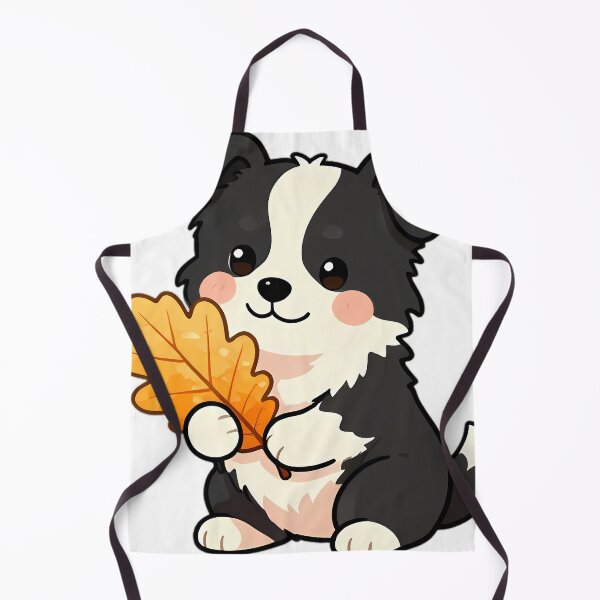 Item preview, Cute Border Collie Puppy with Golden Oak Leaf designed and sold by pumsquare.