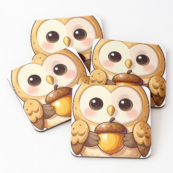 Item preview, Cute Barn Owl Chick with Golden Acorn designed and sold by pumsquare.