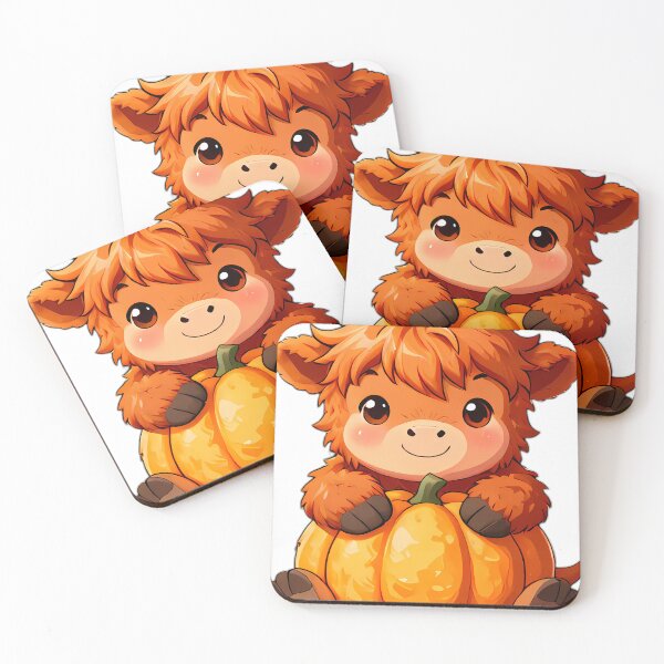 Item preview, Cute Baby Highland Cow with Plump Pumpkin designed and sold by pumsquare.