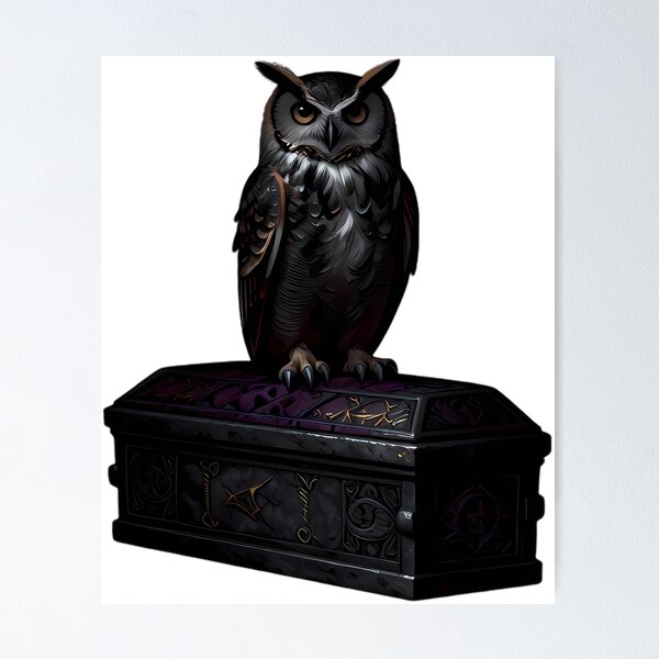 Item preview, Gothic Horned Owl Rune Coffin designed and sold by IllumeInk.