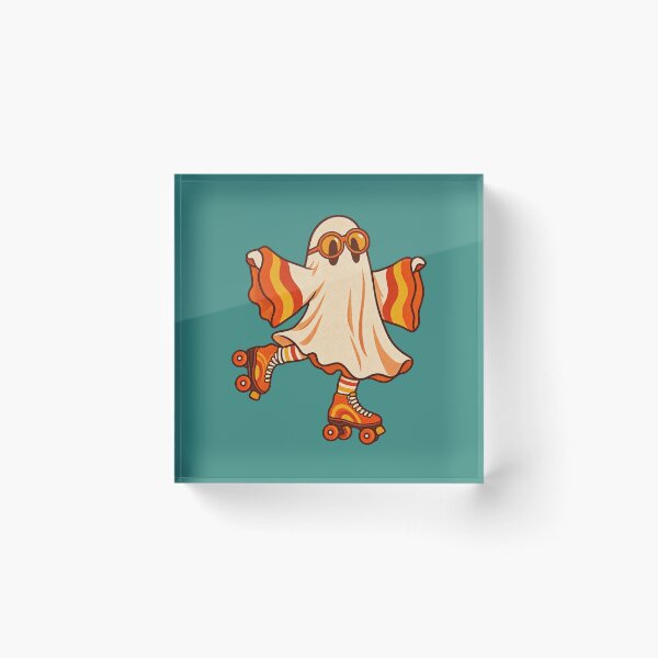 Item preview, Retro 1970s Groovy Ghost Roller Skate Art – Vintage Halloween Print designed and sold by MagicMakerPh.