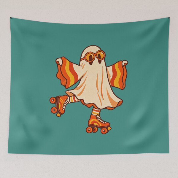 Item preview, Retro 1970s Groovy Ghost Roller Skate Art – Vintage Halloween Print designed and sold by MagicMakerPh.
