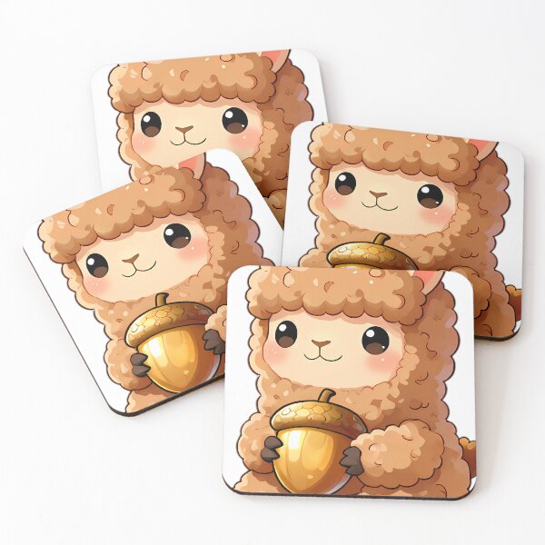 Item preview, Cute Baby Alpaca Clutching Golden Acorn designed and sold by pumsquare.