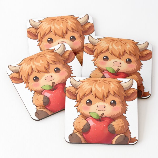 Item preview, Cute Baby Highland Cow Hugging Red Orchard Apple designed and sold by pumsquare.