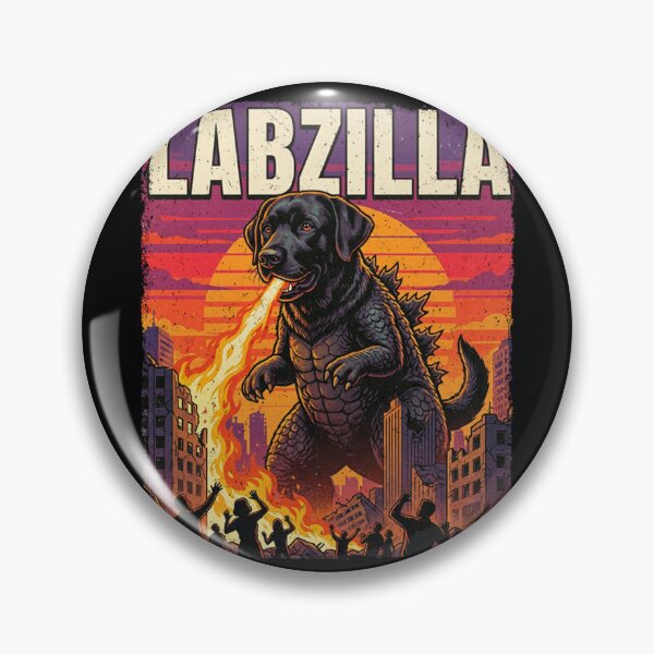 Item preview, Labzilla Giant Black Labrador Retriever Dog Monster Parody designed and sold by PeggyGilligan.