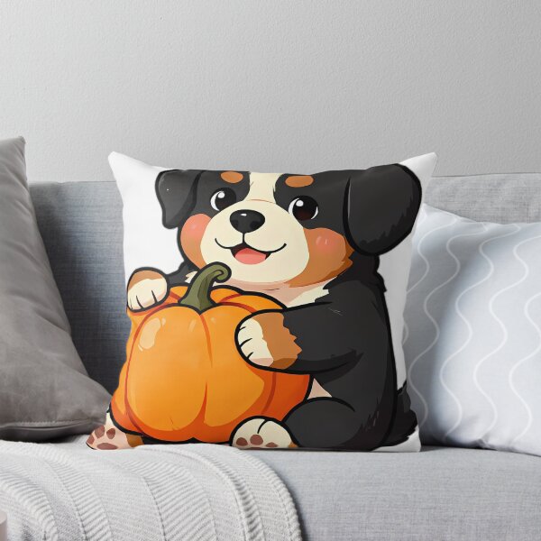 Item preview, Cute Bernese Mountain Dog Puppy with Pumpkin designed and sold by pumsquare.