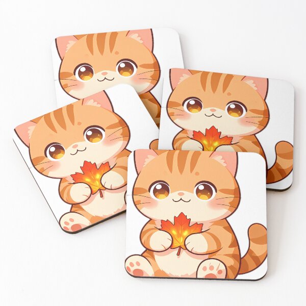 Item preview, Cute Farm Tabby Kitten with Autumn Maple Leaf designed and sold by pumsquare.