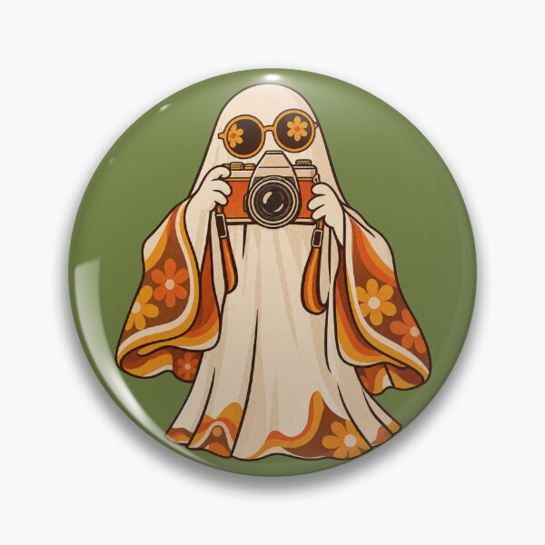 Item preview, Retro 1970s Groovy Ghost Camera Art – Vintage Halloween Print designed and sold by MagicMakerPh.