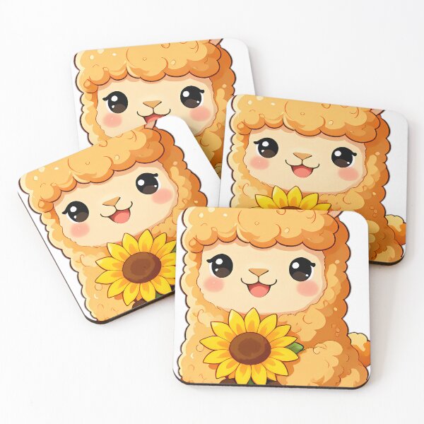 Item preview, Cute Baby Llama Cria with Autumn Sunflower designed and sold by pumsquare.