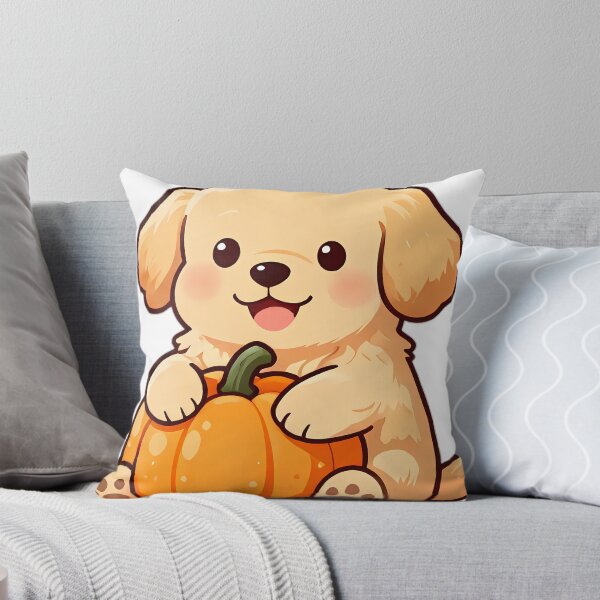 Item preview, Cute Golden Retriever Puppy with Autumn Pumpkin designed and sold by pumsquare.